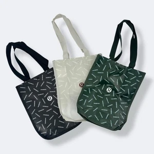 Lululemon 3er Set kleine wiederverwendbare Einkaufstaschen grün schwarz weiß - Bild 1 von 3