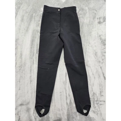 Vintage 80s Peregrine High Rise Wool Stirrup Ski Pants Size 10L Black Stretch - Image 1 of 4