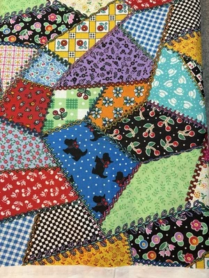Mary Engelbreit Acolchado Tesoros Tela Crazy Patchwork Scottie Dog HY Foto 1 de 3