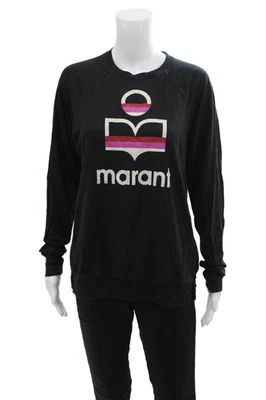 Isabel Marant Etoile Womens Linen Graphic Print Long Sleeve Top Black Size XS - Image 1 of 4