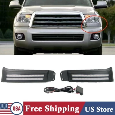 For Toyota Tundra 2007-2013 Sequoia 2008-17 LED Front Fog DRL Turn Signal Lights Foto 1 de 4