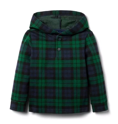 NWT Janie and Jack Merry and Bright Tartan Hooded Pullover Shirt Boys Top Size 4 - Image 1 of 3