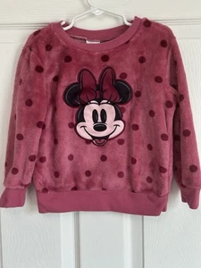 Kleinkind Mädchen Disney Minnie Mouse kuscheliges Sweatshirt gerippter Velours Größe 4T Fleece - Bild 1 von 5