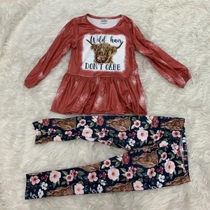 girl highland cow top pants set XS - Picture 1 of 2