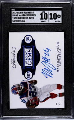 2017 Panini Flawless Marshawn Lynch #1/3 SGC 10 w/10 Auto Bookend 1st Round Gems - Image 1 of 2