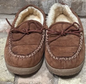 OLD FRIEND Mens Suede/Sherpa Slipper Moccasin Size 12 EXTRA WIDE 5E - Picture 1 of 10