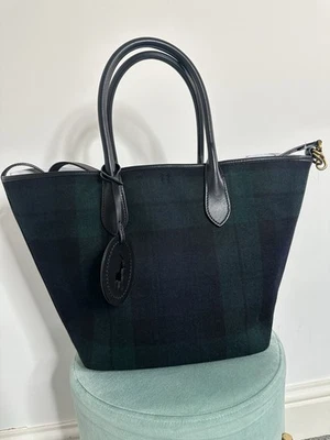 Rare POLO RALPH LAUREN Wool Tote Bag Green tartan bellport  £649 BNWT  - Image 1 of 4