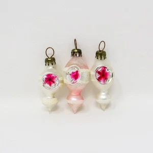 Lot of 3 Vintage Mini Shaby Chic Finial Indent Christmas Ornaments ~ 1-3/4" - Picture 1 of 7