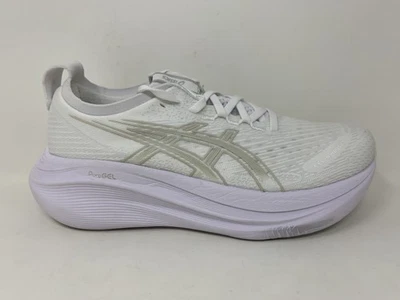 Mujer Asics Gel-Nimbus 27, Blanco/Gris Glaciar, 8 B Mediano EE. UU. Foto 1 de 4