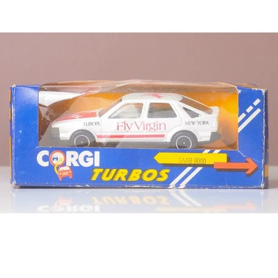 Corgi C106/2 Saab 9000, 1:43 Scale White Diecast Model Car, Fly Virgin, 1985 - Image 1 of 4