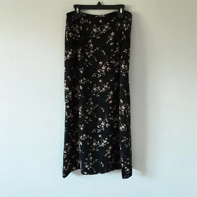 EXCELENTE FALDA DE SEDA PARA MUJER PETITE SOFISTICADA FORRADA NEGRA ESTAMPADO FLORAL TALLA 8 Foto 1 de 4
