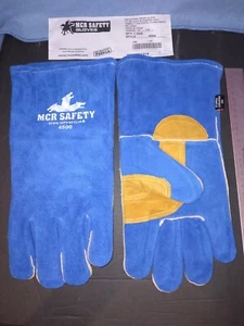 Guantes de seguridad MCR #4500 talla XL 13" de largo - cuero de vaca - forro de espuma azul industrial - Imagen 1 de 5