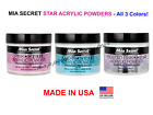 3 PCs Mia Secret STAR Acrylic Nail Powders - Clear, Pink, Frosted Pink, NEW