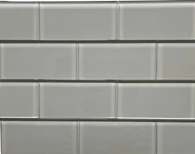 Azulejo de vidrio de metro brillante visón plateado 3x6 salpicadero ducha cocina (una sola pieza) Foto 1 de 3