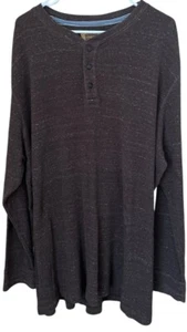 The Foundry Henley 1/4 Button Up Long Sleeve Shirt Ribbed Brown  Men Size 3XLT - Picture 1 of 5