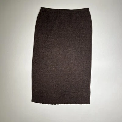 JOAN VASS Talla 2 Falda Marrón Tejida Pull On MIDI 28” Cintura 28.5” L Informal Cómoda Foto 1 de 4