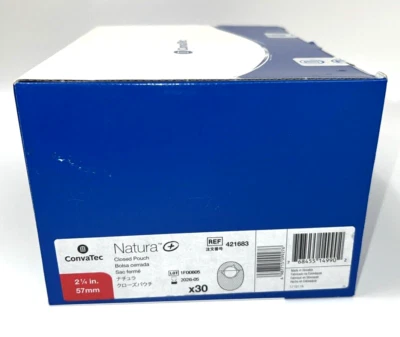 30 ConvaTec 421683 Natura™ + Closed Ostomy Pouches 2¼" Flange Expires 2029 Foto 1 de 3