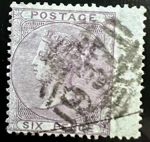 GB QV Stamp 1857 SG69 6d deep lilac, fine used, wing margin, Cat £175 - Picture 1 of 2