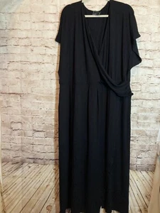 Asos Design Dress Womens 18 Black Full Length Short Sleeve Maxi Ruched Draped - Picture 1 of 15