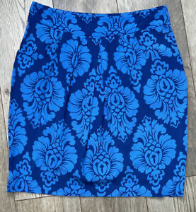 Joules Womens Blue Diana Damask Elissa Skirt With Pockets UK Size 12 Vgc #T7