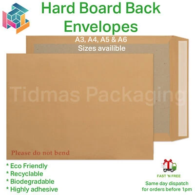 HARD CARD BOARD BACKED MANILLA ENVELOPES BROWN A3 /A4 /A5 /A6 PLEASE DO NOT BEND