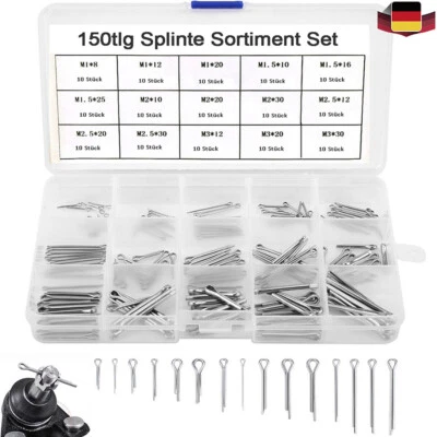 OHNE MARKENBEZEICHNUNG 150-tlg Splinte Sortiment Gerade Sicherungssplinte Splint Set Sicherungsstifte