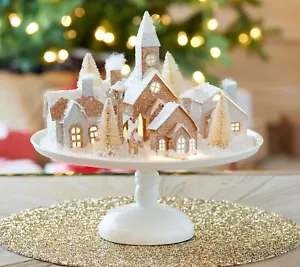 Mr. Christmas Illuminated Retro Village on Cake Plate Metallic Brand NEW NIB - Picture 1 of 1
