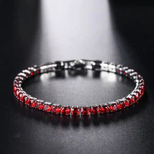 925 Sterling Silver Multicolor Gemstone Bracelet Tennis Peridot Round Jewelry - Picture 1 of 21