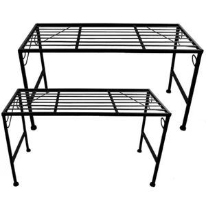Metal Flower Stairs Flower Bench Bench Plant Stairs 2-Piece P-14936 Black - Picture 1 of 3
