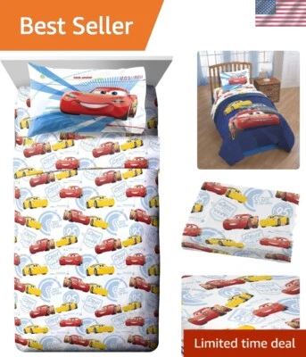 Cars 3 Twin Microfiber Sheet Set - Reversible and Easy Care with Matching Decor — 第 1/4 张图片