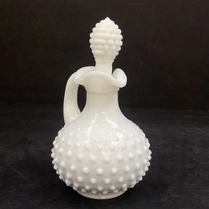 Vintage 70s Avon Hobnail Milk Glass Moonwind Foaming Bath Oil Pitcher Decor Mod - Picture 1 of 9