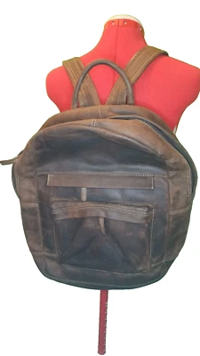 Mochila Vera Pelle Cuero Genuino Italiano Tamaño Completo - Usada - Marrón Foto 1 de 4