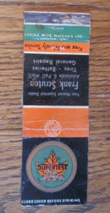 FRANK SCRUTON SUPERTEST GAS STATION 1940s TAX STAMP MATCHBOOK COVER: LONDON ON B - Picture 1 of 3