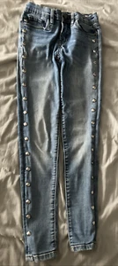 Blank NYC the Mini Mercer Size 10 Girls Blue Denim Jeans w/Silver Studs Skinny - Picture 1 of 24
