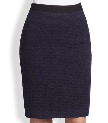 全新带标签 $248 Nanette Lepore Sherlock 皮革腰部钻石图案铅笔裙 2 — 第 1/4 张图片