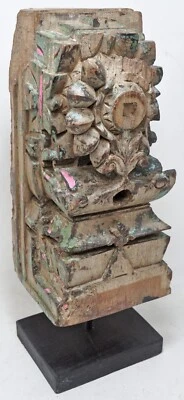 Antiguo bloque de talla de madera soporte arquitectónico original tallado a mano Foto 1 de 4