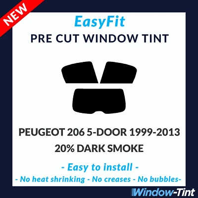 EasyFit Static Pre Cut Window Tint For Peugeot 206 5-door 99-13 - 20% Dark Rear - Image 1 of 3