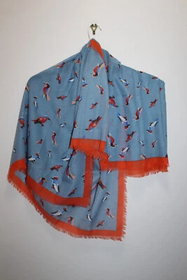 GAP MUJER BUFANDA CUADRADA COLORIDO ESTAMPADO PÁJARO PIZARRA AZUL NARANJA MULTICLR 40" X 40" Foto 1 de 4