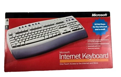 Microsoft Internet PS/2 Keyboard 2001 Hot Key W/Palm Rest  NIB- Free Shipping  - Image 1 of 4