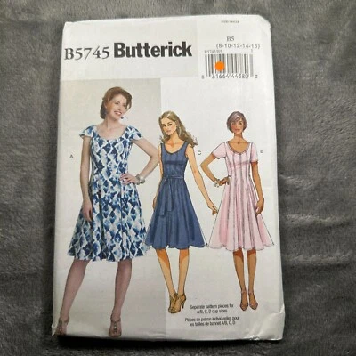 Butterick Sewing Pattern B5745 Misses Dress Size 8-16 Easy Fit & Flare - Image 1 of 4
