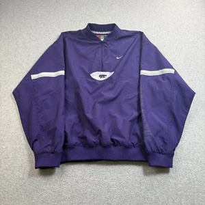 Vintage Nike Kansas State Team Jacke Herren klein lila Viertelreißverschluss belüftet LESEN - Bild 1 von 11