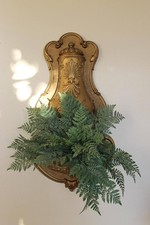 Homco Wall Hanging 1974 W/ Vintage Faux Plant Hanger Sconce Gold Ornate Large