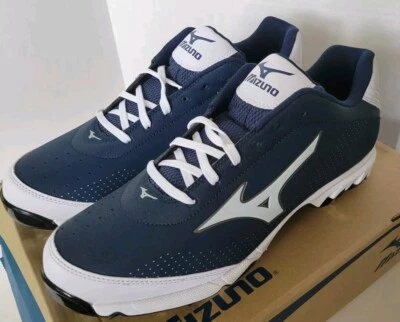 Botines de béisbol para hombre Mizuno de metal 9 espigas Vapor Elite 7 bajos azul marino/blanco talla 13 Foto 1 de 4
