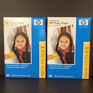 PAPEL FOTOGRÁFICO Avanzado HP Inyección de Tinta - JUEGO DE 2 Brillantes 4" x 6" 100 Hojas Q7906A NUEVO - Imagen 1 de 7