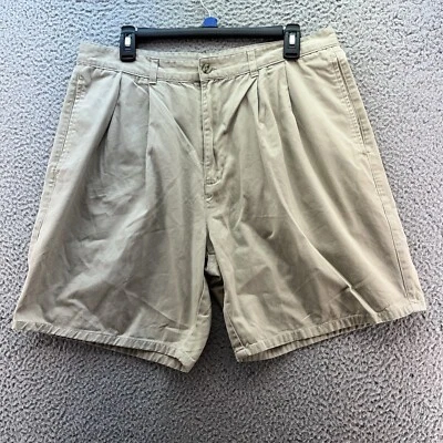 Shorts Ivy Crew masculino tamanho 36 cáqui plissado frente casual caminhada acampamento escola • - Imagem 1 de 4