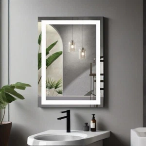 LED Bathroom Mirror Anti-Fog Backlit Memory Function Tempered Glass 20"x 28" - Picture 1 of 8