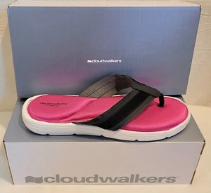 NEW Cloudwalkers Talley Sport Flip Flop Sandal Pink Black Casual Women 11W NIB - Picture 1 of 8