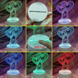 3D LED Night 7Colors Atmosphere Light USB Small Table Lamp Lover Gift - Picture 1 of 14