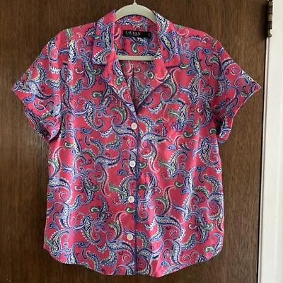 Top pijama lauren ralph lauren manga corta cuello muesca bayas paisley talla L Foto 1 de 4