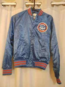 Vintage Chicago Cubs Used Chalk Line Satin Jacket YOUTH Kids Size 18/20 MLB - Picture 1 of 9